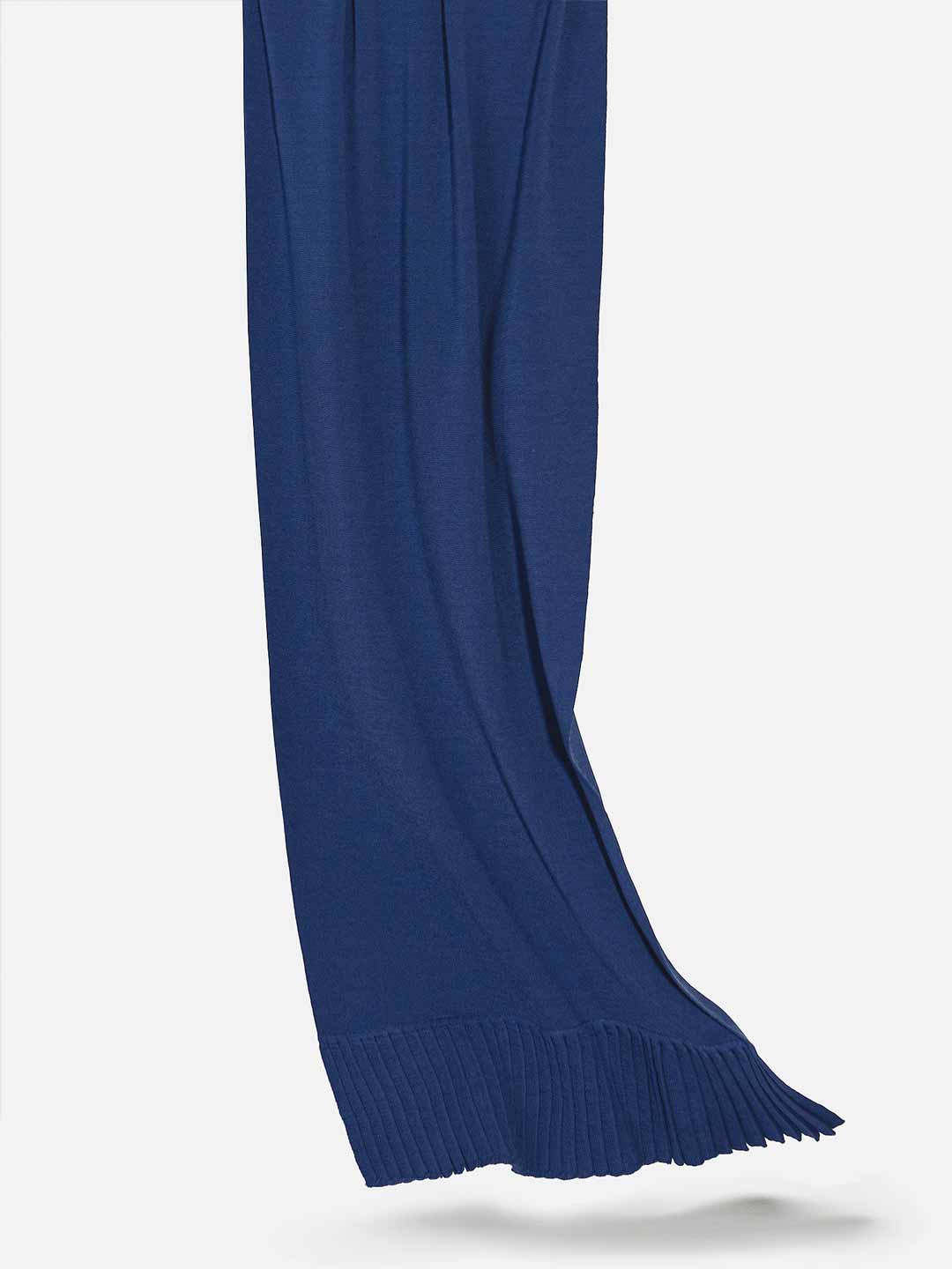 Écharpes Achega - Indigo blue pleated merino wool scarf