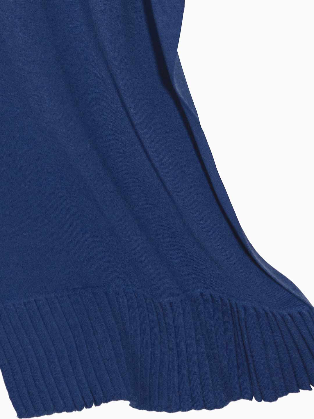 Écharpes Achega - Indigo blue pleated merino wool scarf