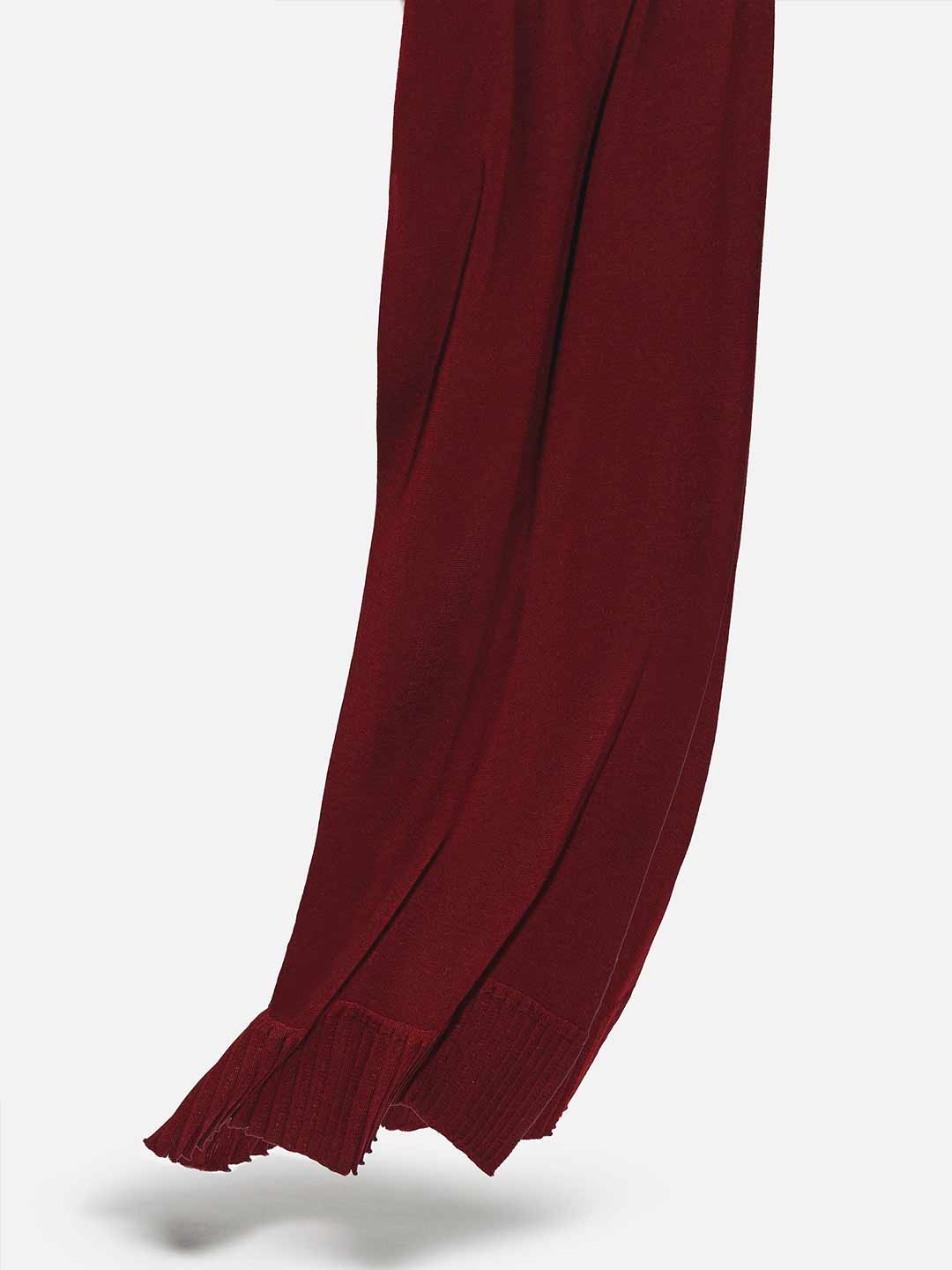 Écharpes Achega - Echarpe de lã merino plissada bordeaux