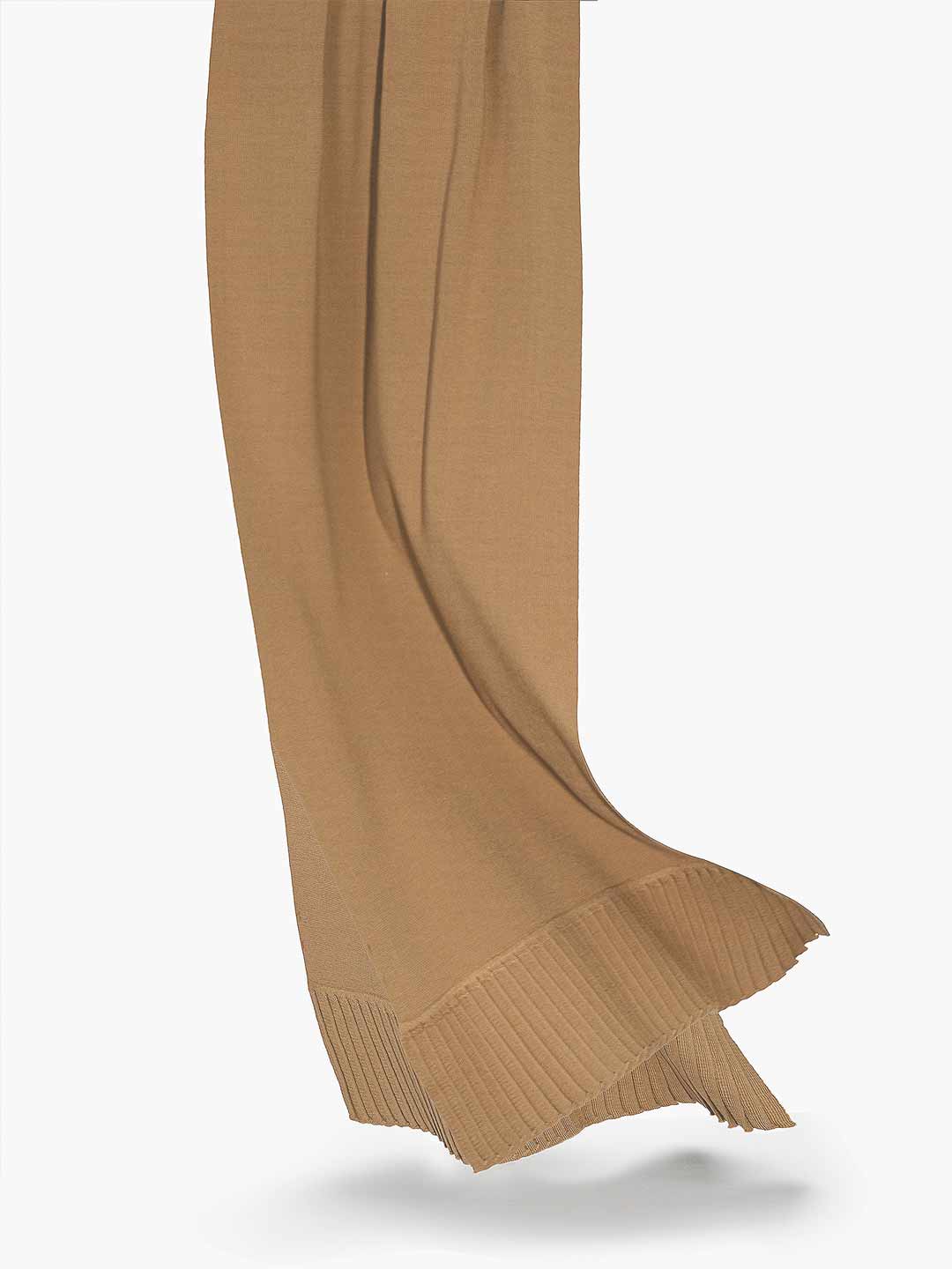 Écharpes Achega - Echarpe de lã merino plissada camel