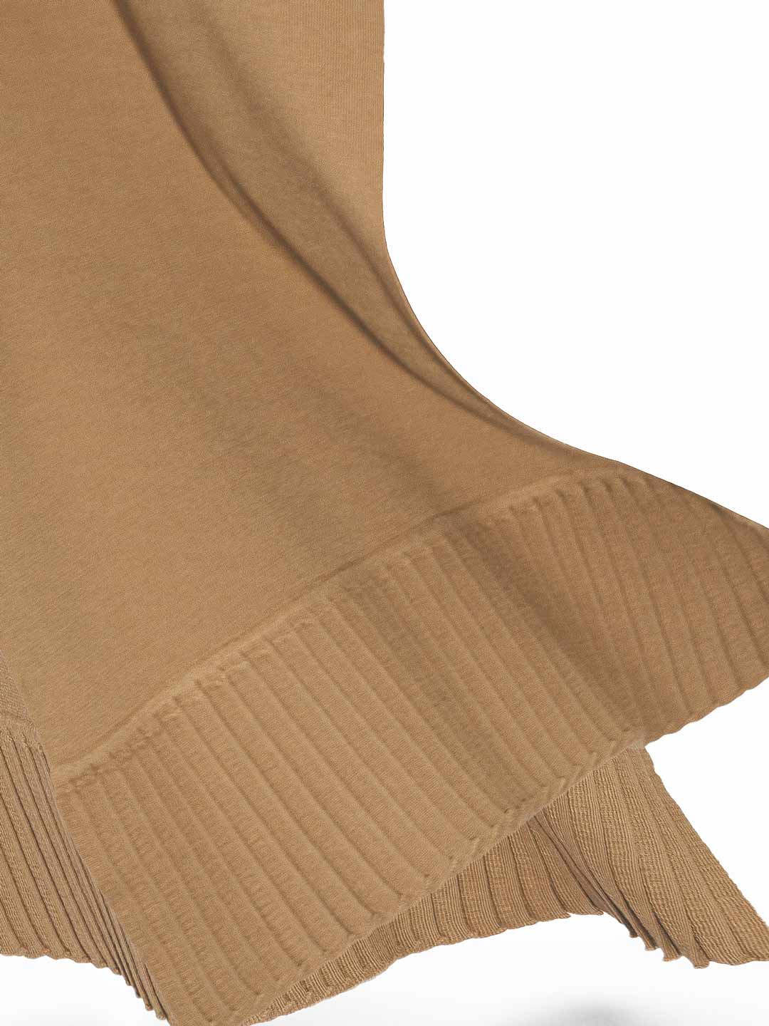 Écharpes Achega - Echarpe de lã merino plissada camel