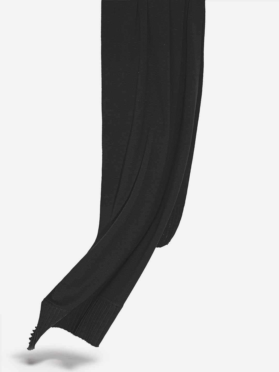 Écharpes Achega - Black pleated merino wool scarf