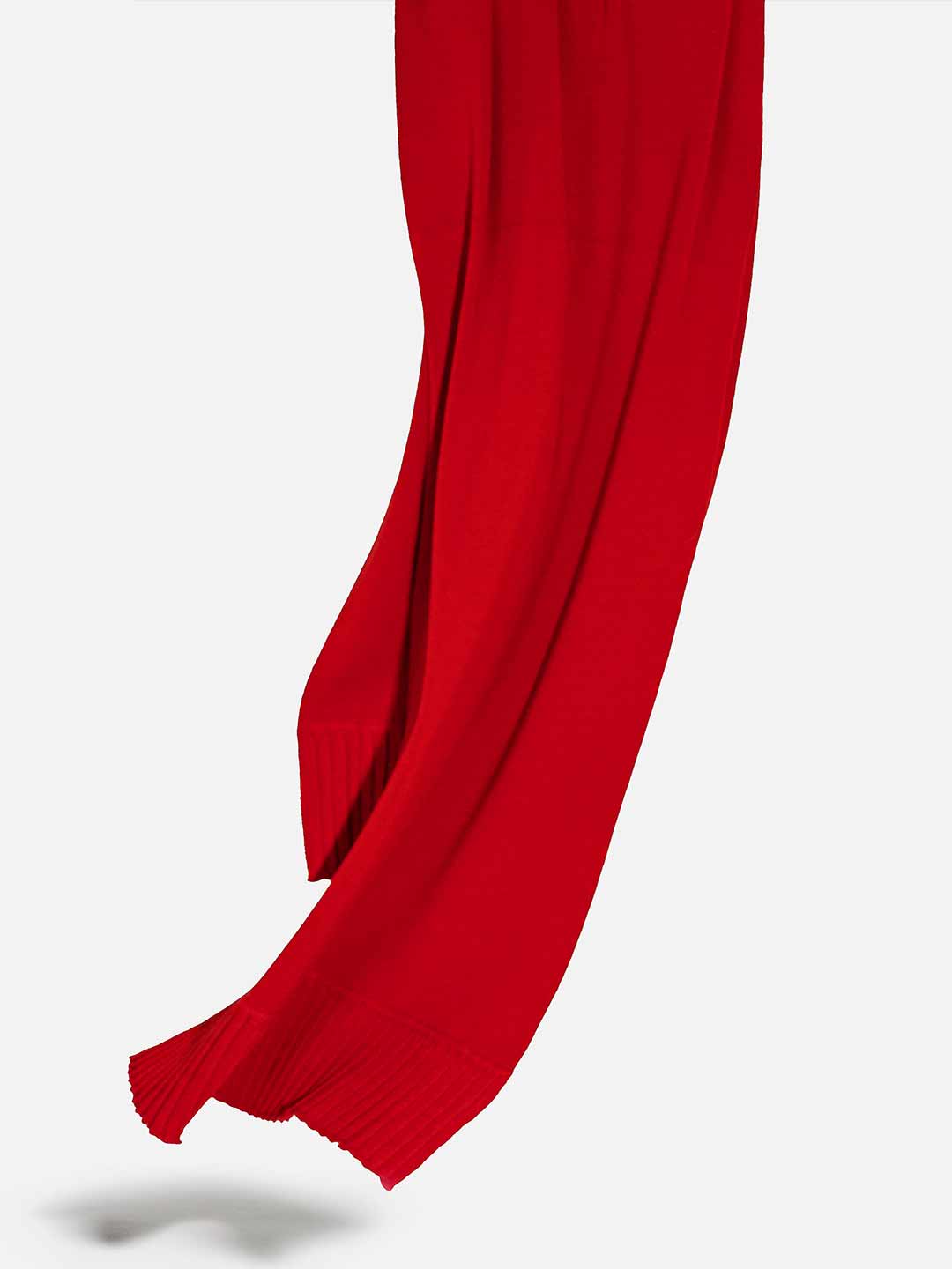 Écharpes Achega - Red pleated merino wool scarf