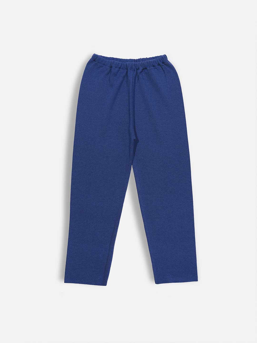 Achega Knit Trousers - Indigo blue wide pants in merino wool