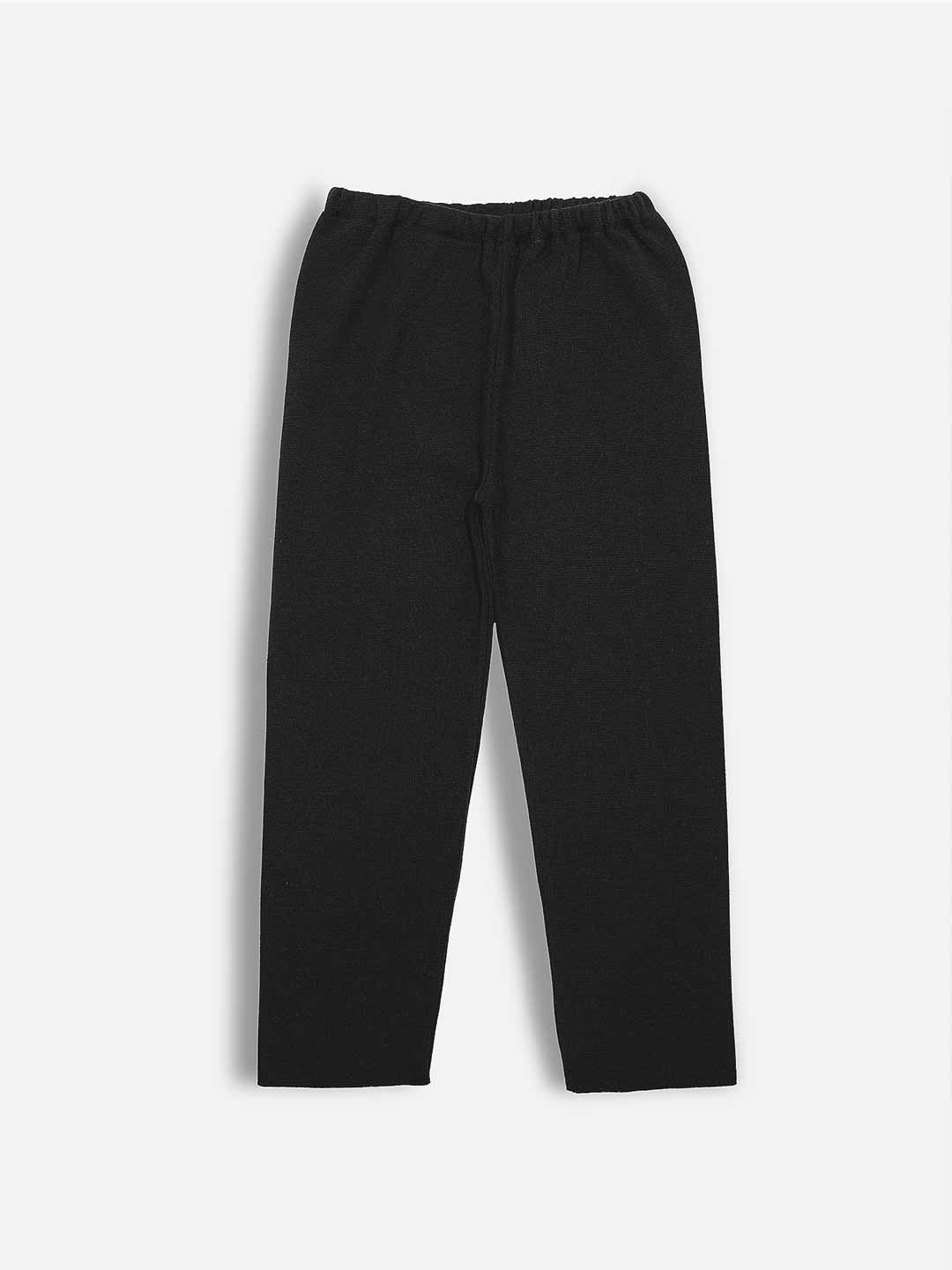 Achega Knit Trousers - Pantalones negros de pierna ancha en lana merino