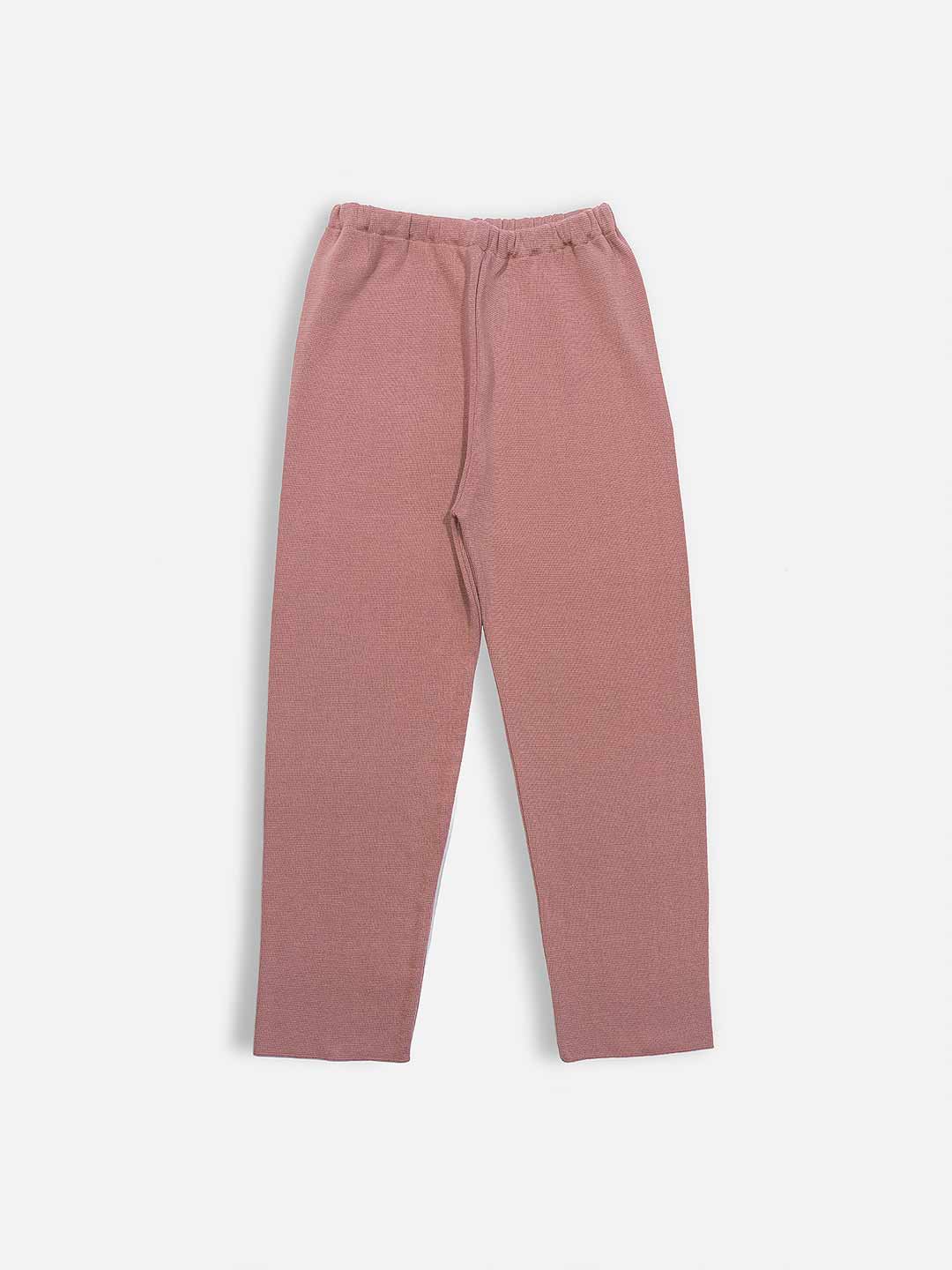 Calças de Malha Achega - Calças largas rosa em lã merino