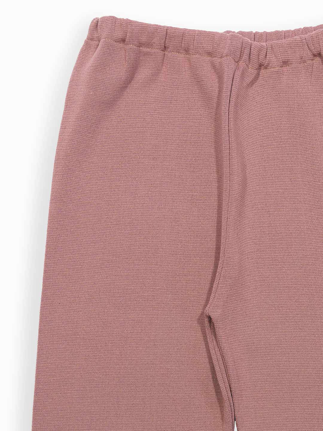 Calças de Malha Achega - Calças largas rosa em lã merino