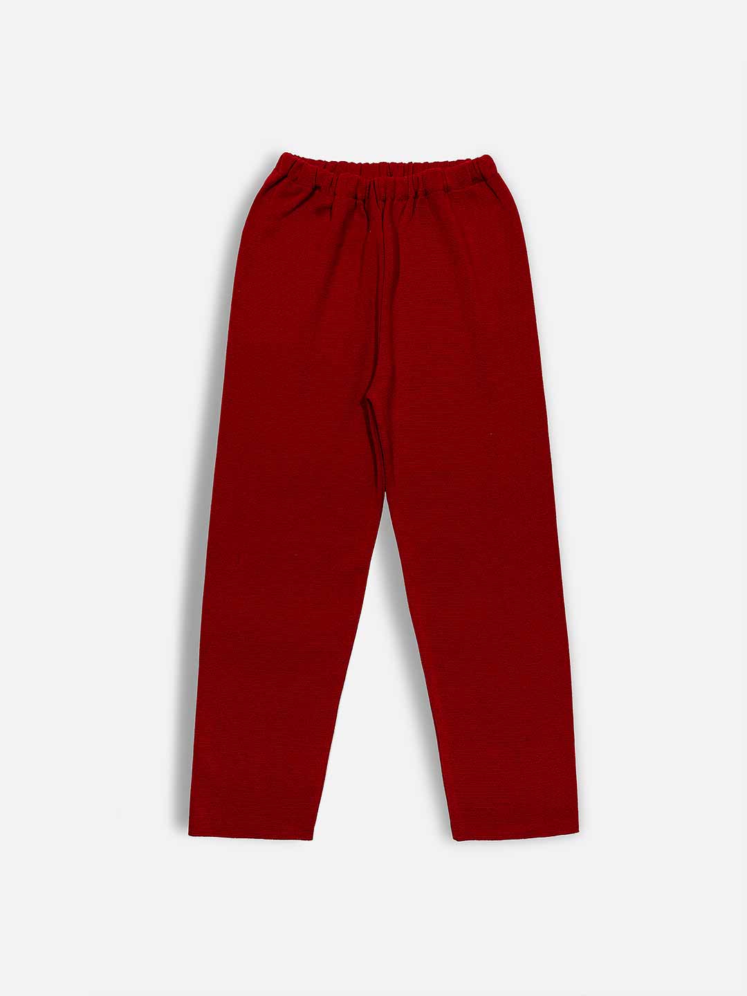 Calças de Malha Achega - Calças largas vermelhas em lã merino