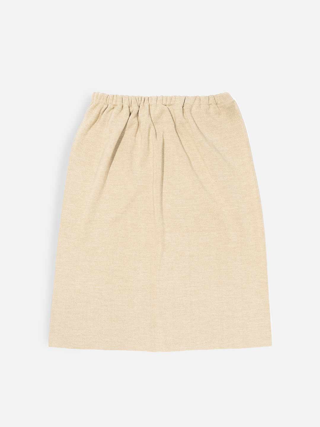 Plain Midi Skirt with Elastic Waist in Merino Wool