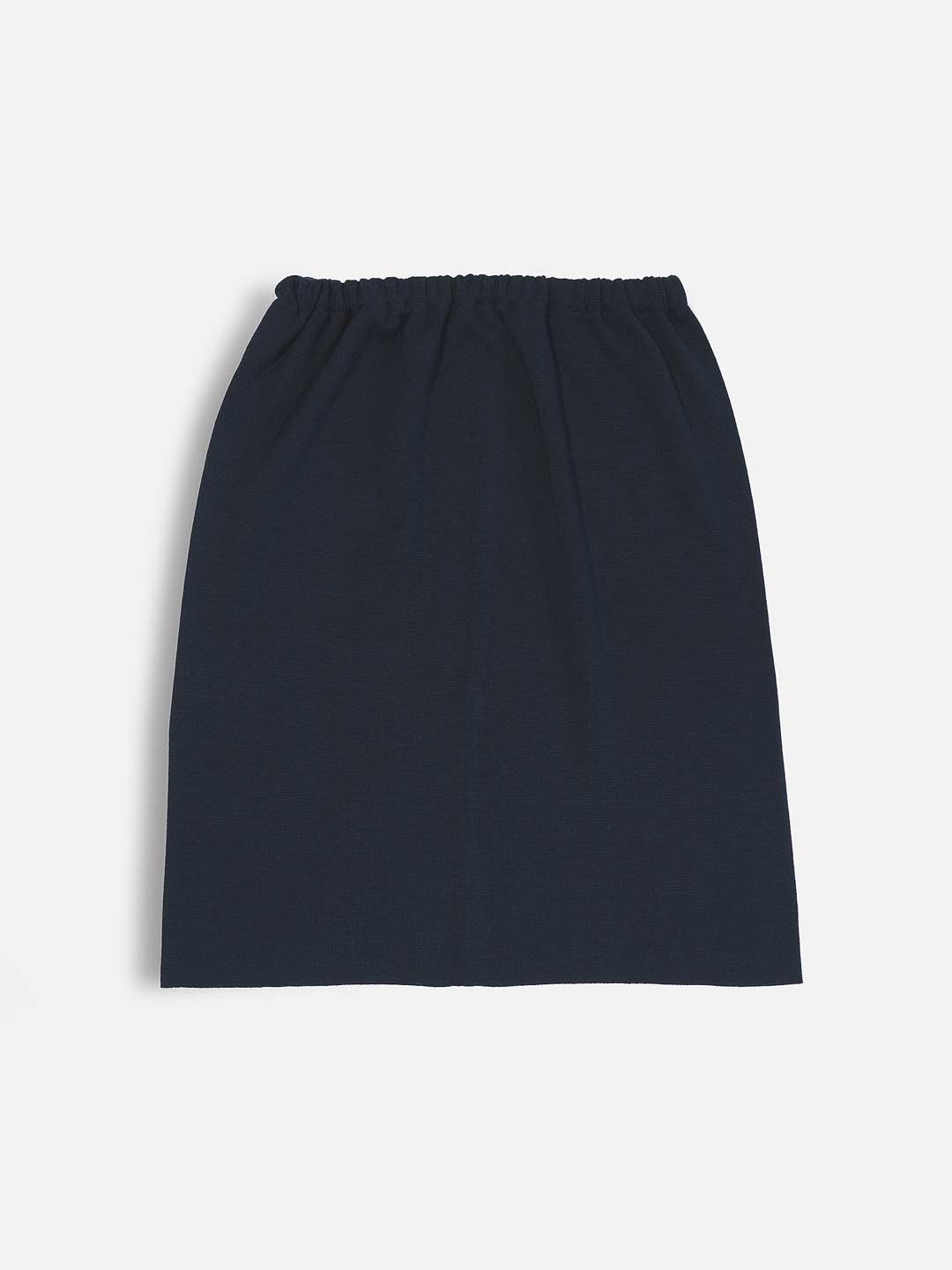 Plain Midi Skirt with Elastic Waist in Merino Wool