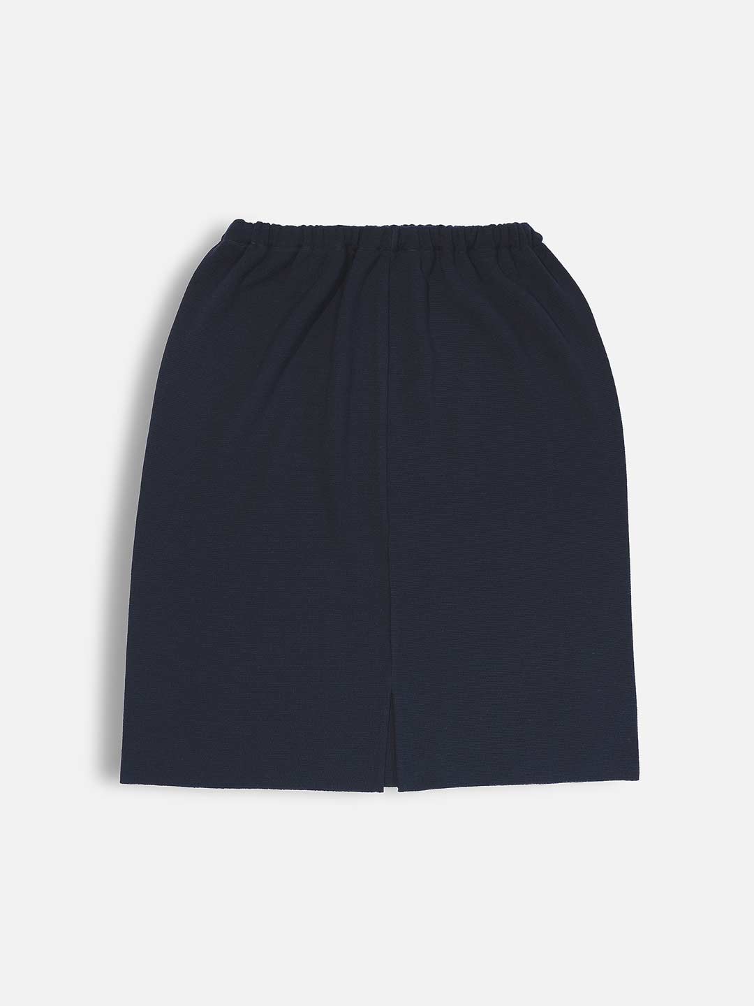 Plain Midi Skirt with Elastic Waist in Merino Wool