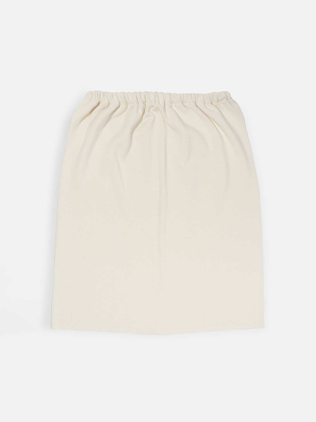 Plain Midi Skirt with Elastic Waist in Merino Wool