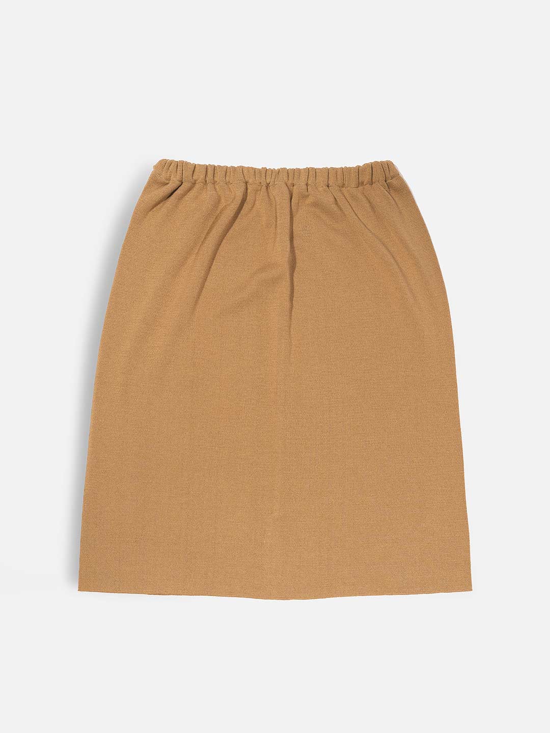 Saia Lisa Midi com Cintura Elástica em Lã Merino