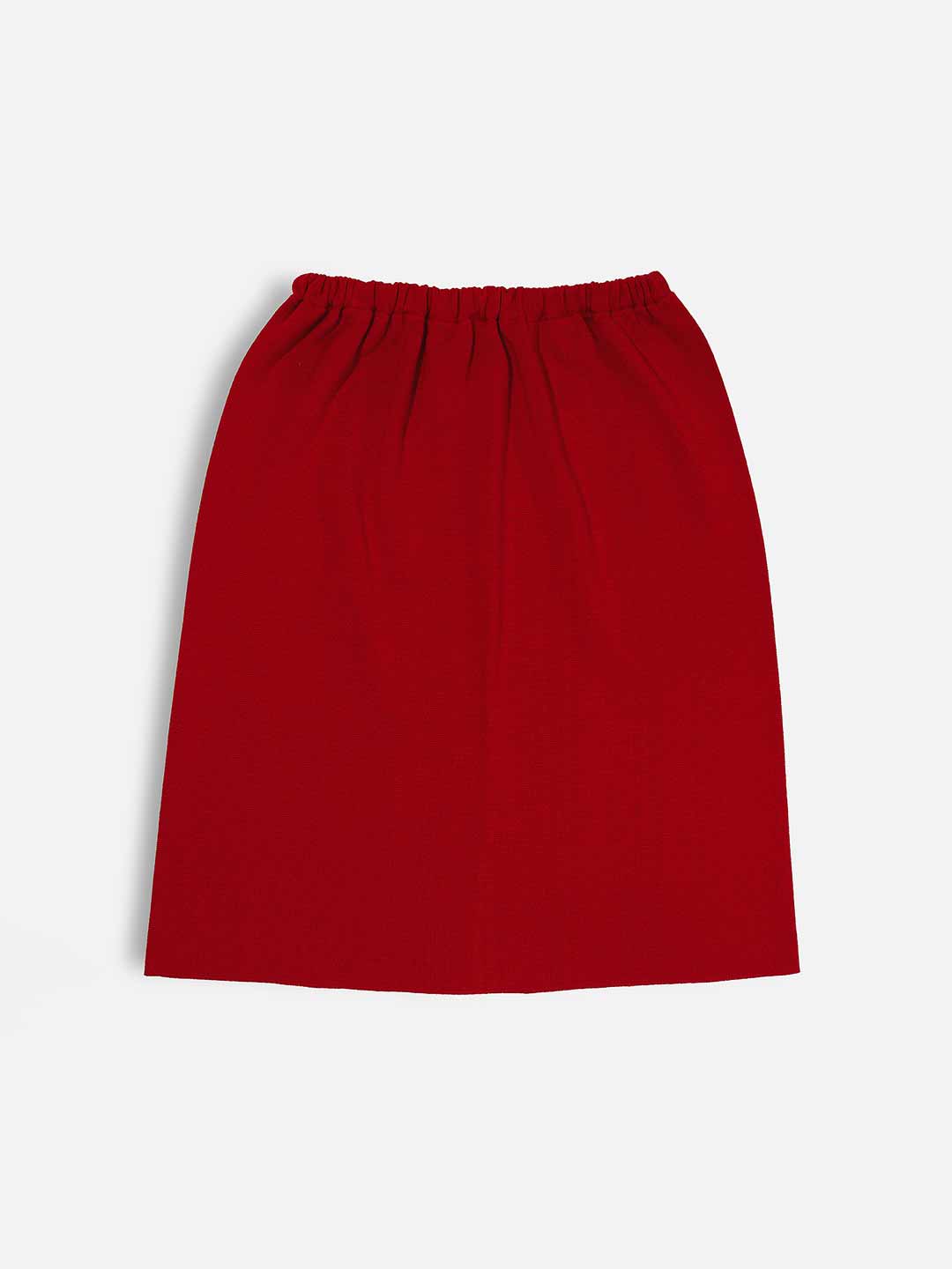 Plain Midi Skirt with Elastic Waist in Merino Wool