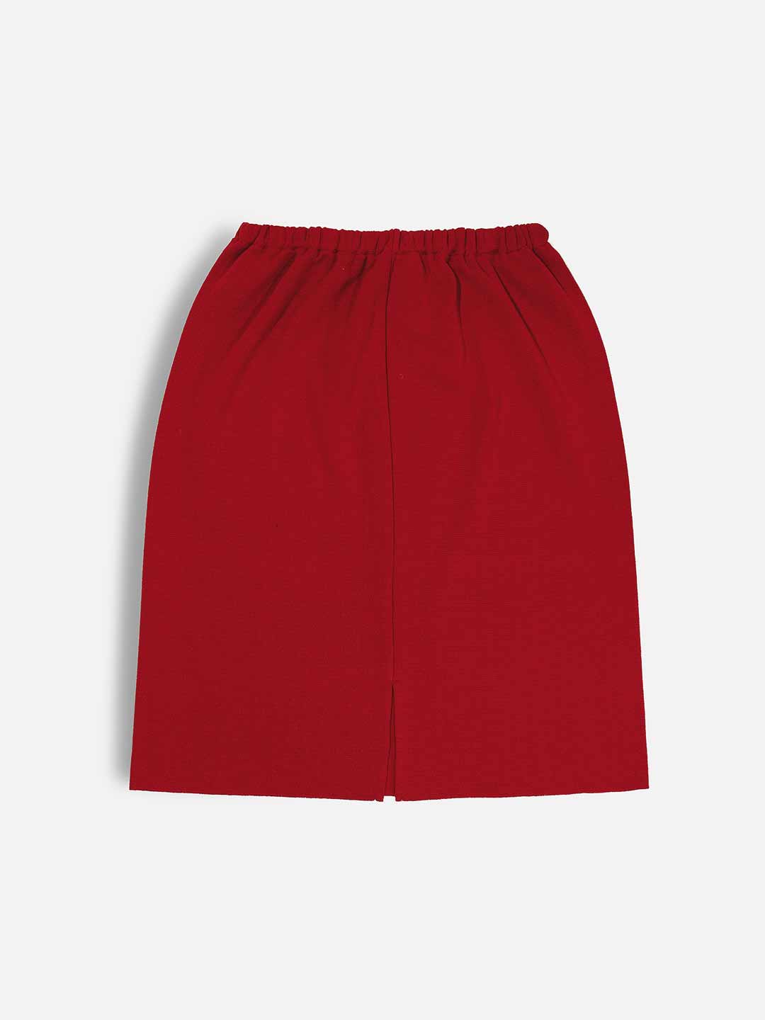 Plain Midi Skirt with Elastic Waist in Merino Wool