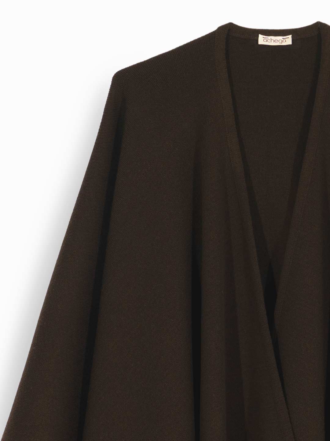 Achega knitted capes - Women's brown cape in Merino wool