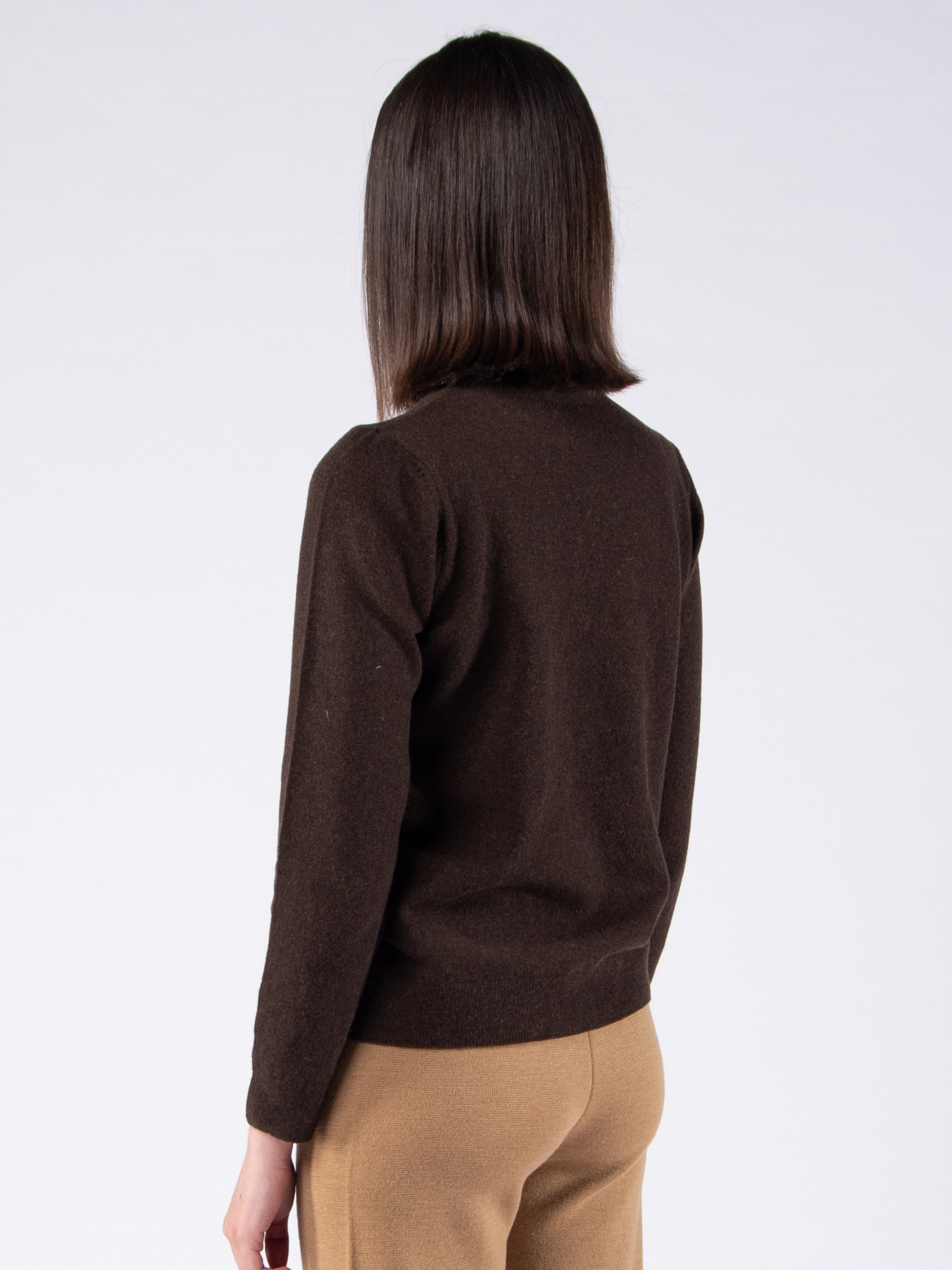 Blusa de Gola Alta em Lambswool - Castanho