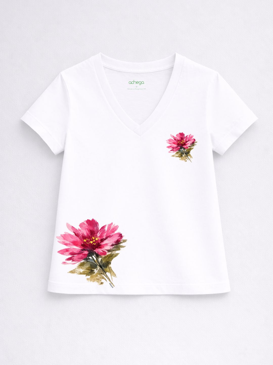 T-shirt Floral Rosa em 100% Algodão