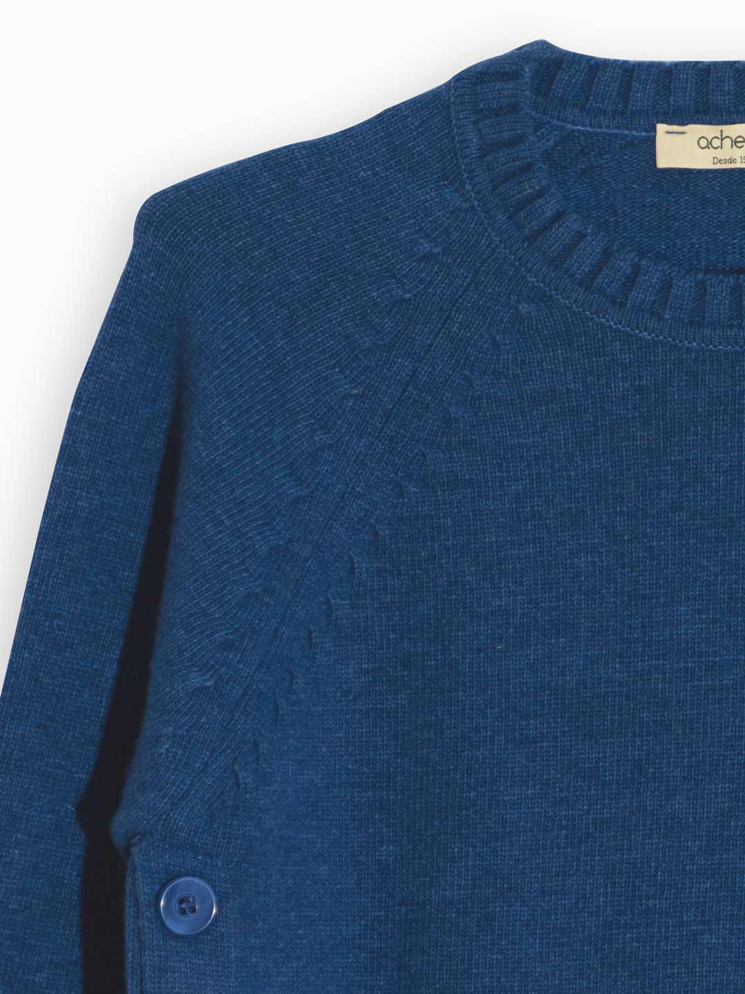 Camisolões de Malha Achega - Camisola oversize de malha azul indigo para senhora em lambswool