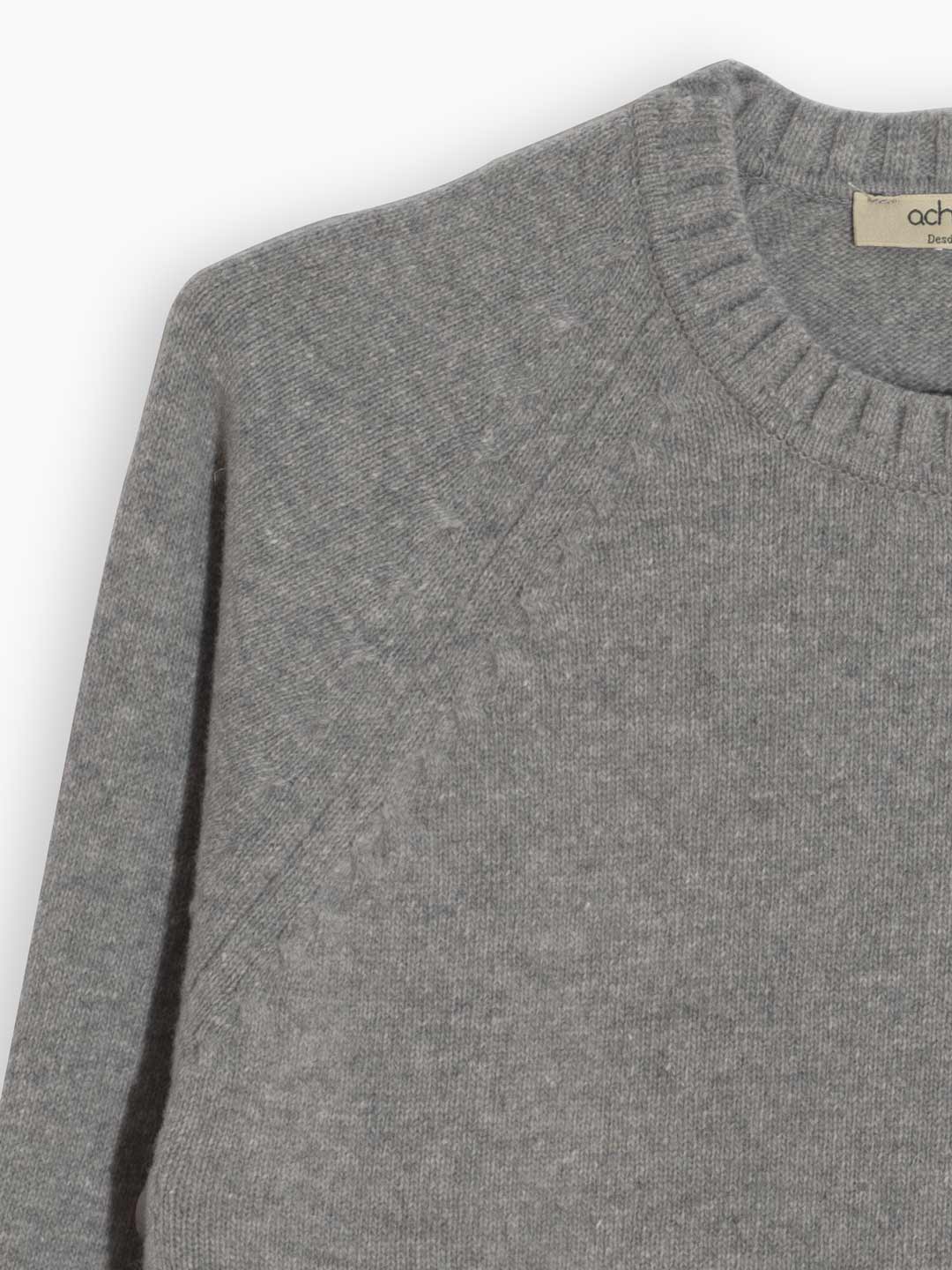Achega Knitted Sweaters - Jersey oversize de punto gris claro para mujer en lana de cordero