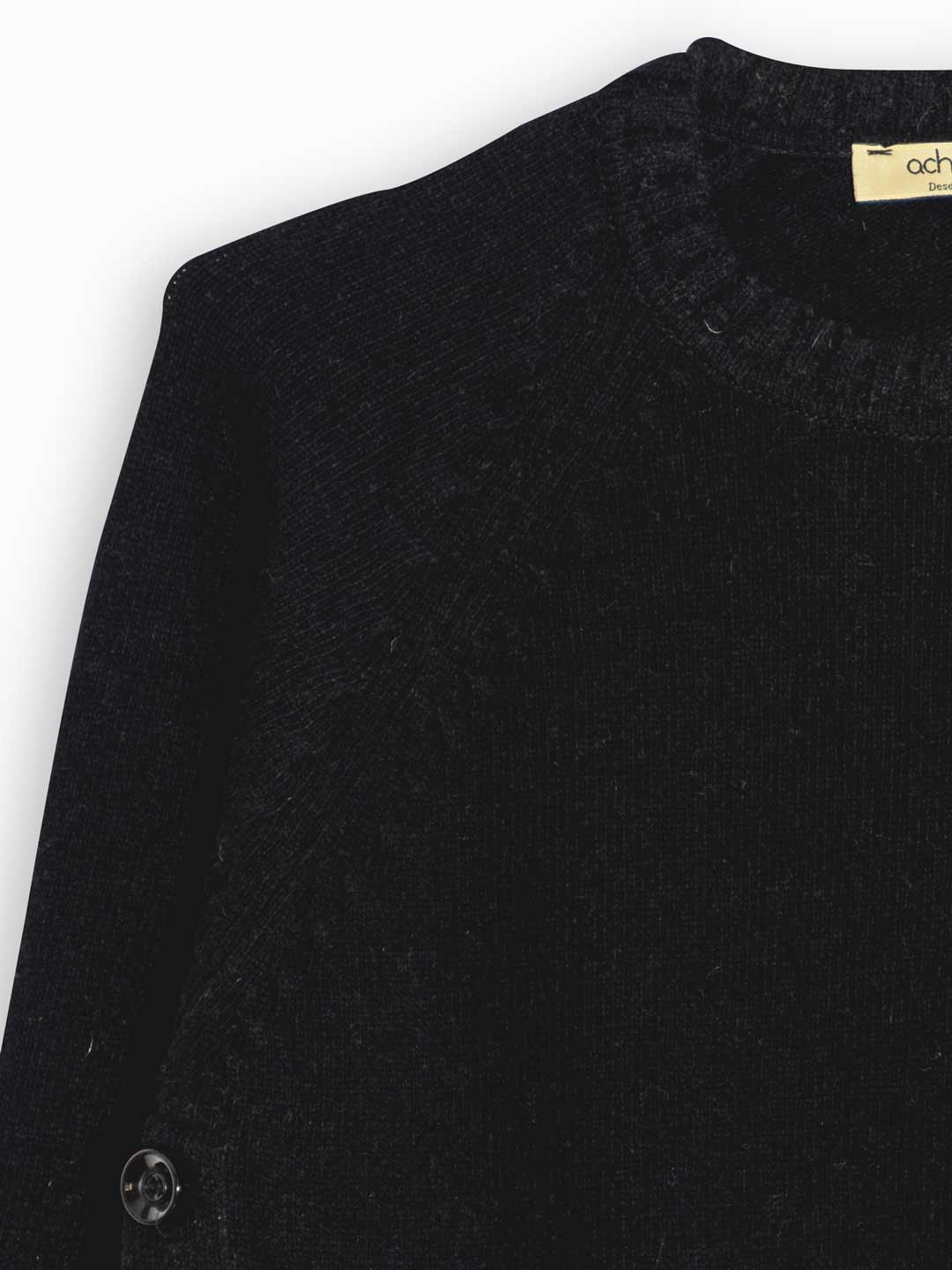 Camisolões de Malha Achega - Camisola oversize de malha preta para senhora em lambswool