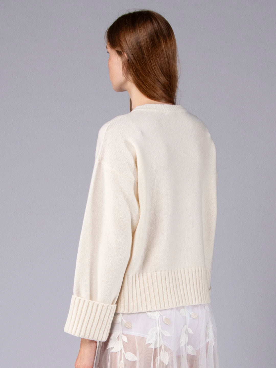 Camisolão Chunky em Lambswool - Branco Pérola