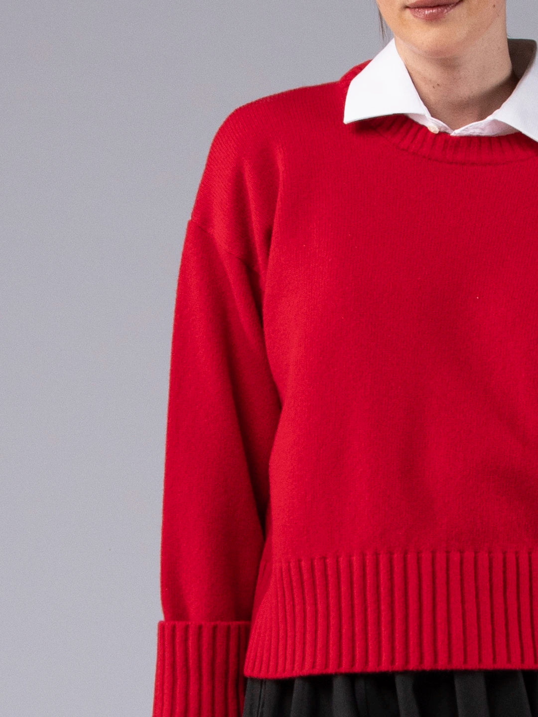 Camisolão Chunky em Lambswool - Vermelho