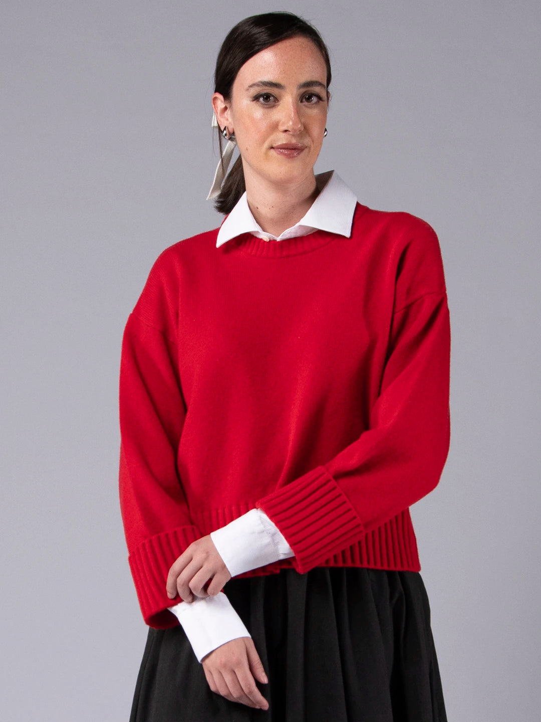 Chunky sweater in Lambswool - Red