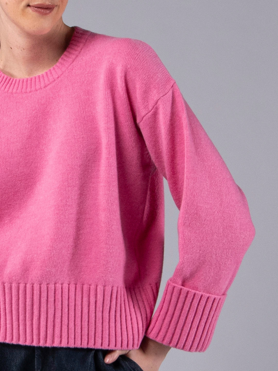 Camisolão Chunky em Lambswool - Rosa Lady