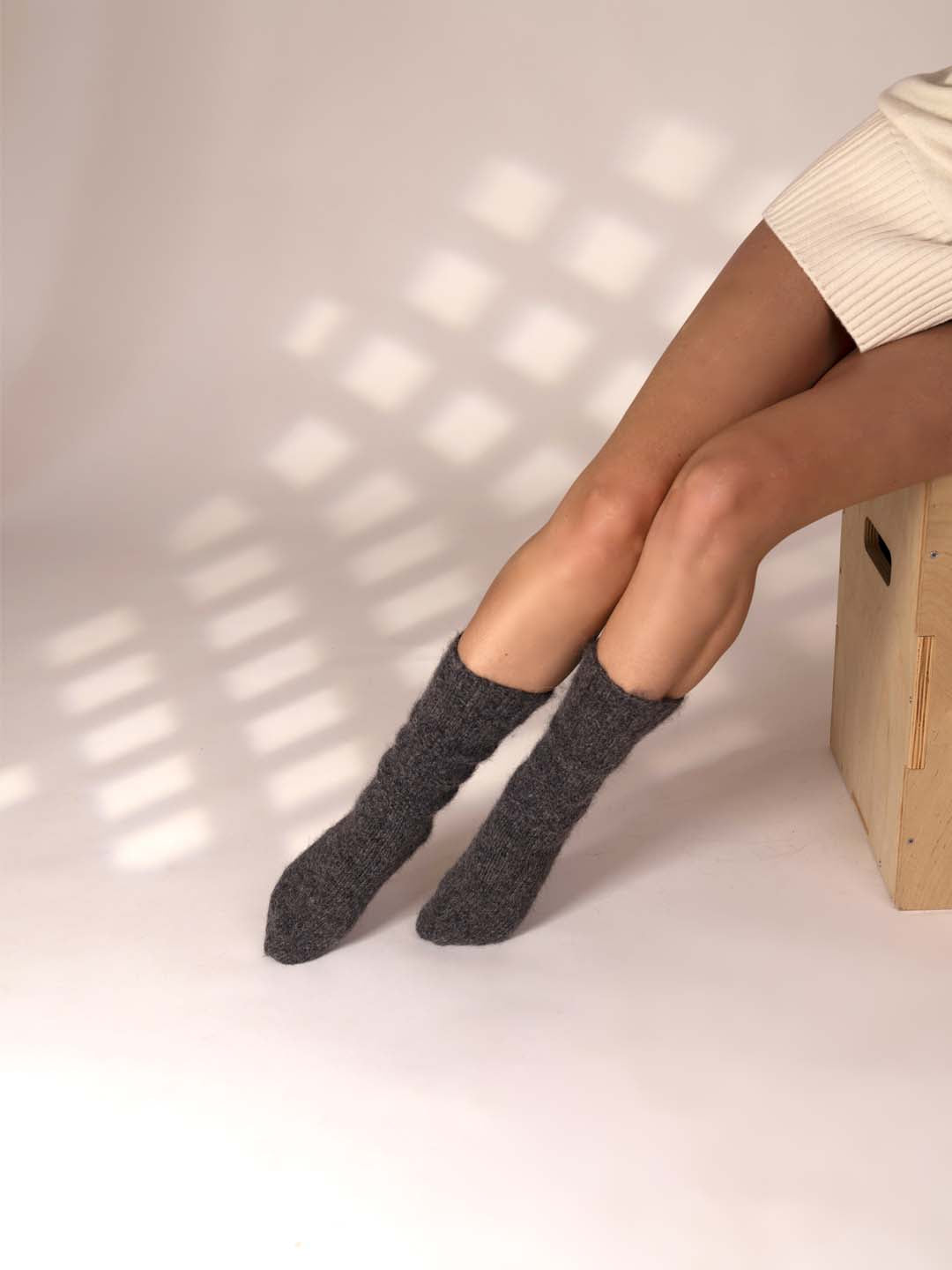 Achega Knitted Socks - Grey alpaca socks