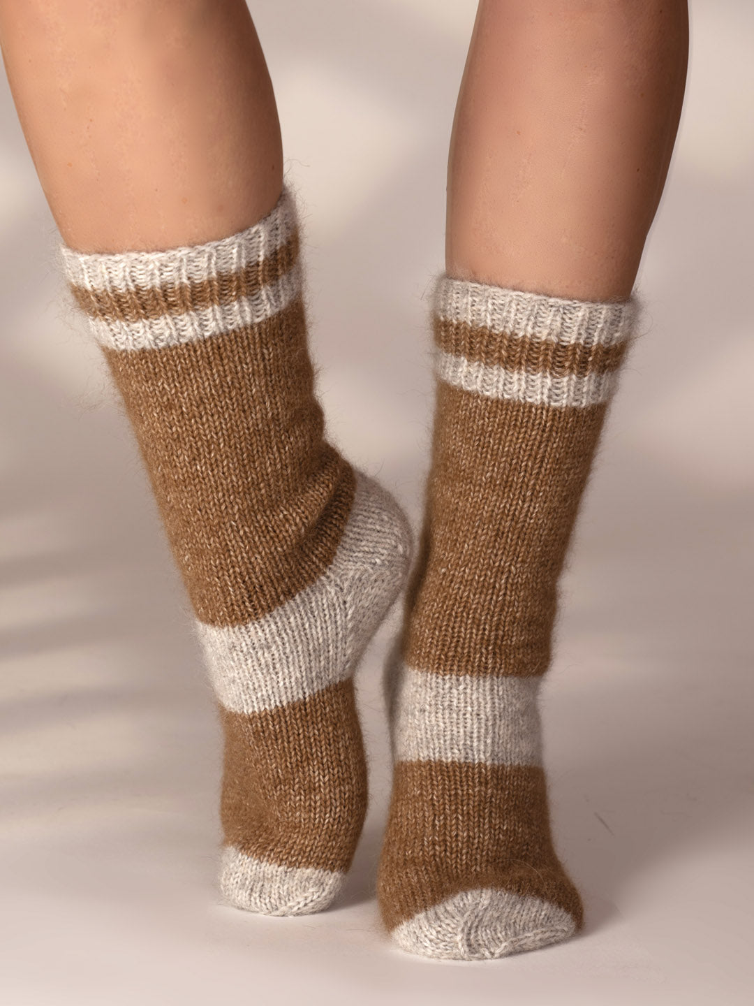 Meias de Malha Achega - Meias camel
