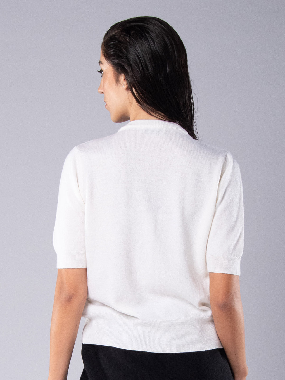 Chaqueta de fiesta de cachemir con botones joya Blanco crudo