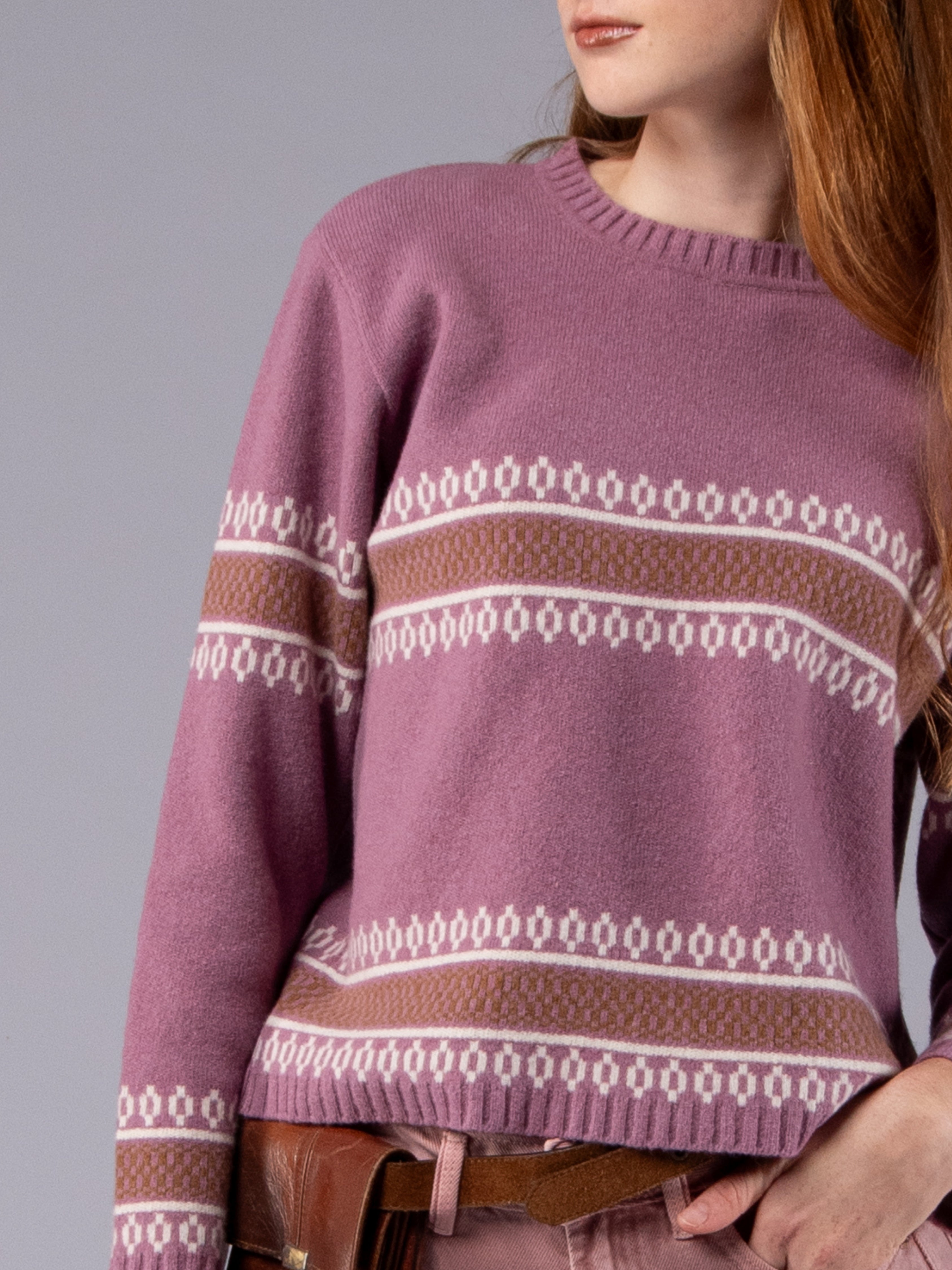 Camisola de Malha Jacquard Étnico - Alfazema