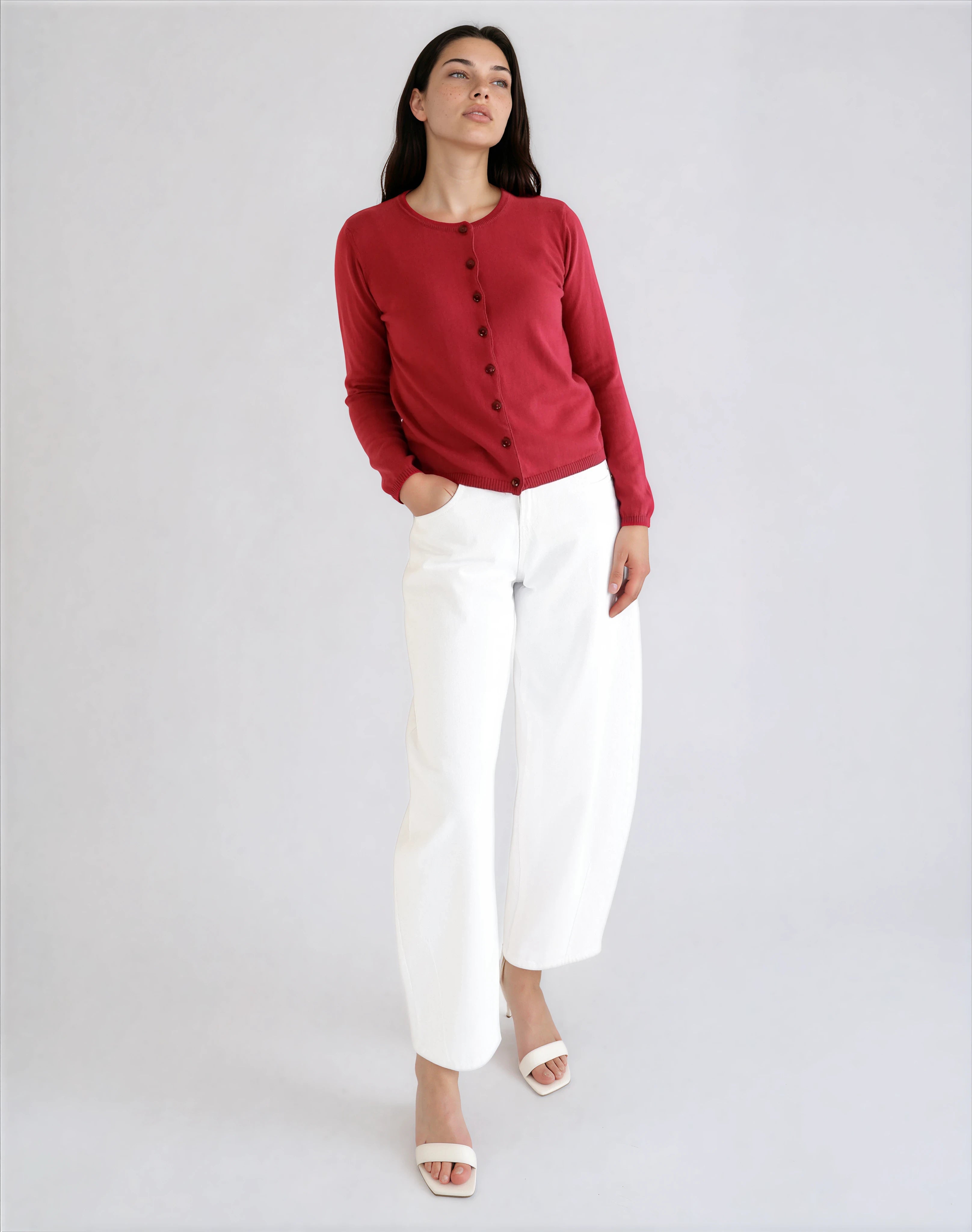 Cherry-Print Baby Cardigan in GOTS-Certified Organic Cotton