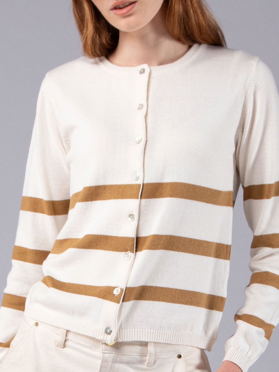 Chaqueta a rayas de lana merina y algodón orgánico