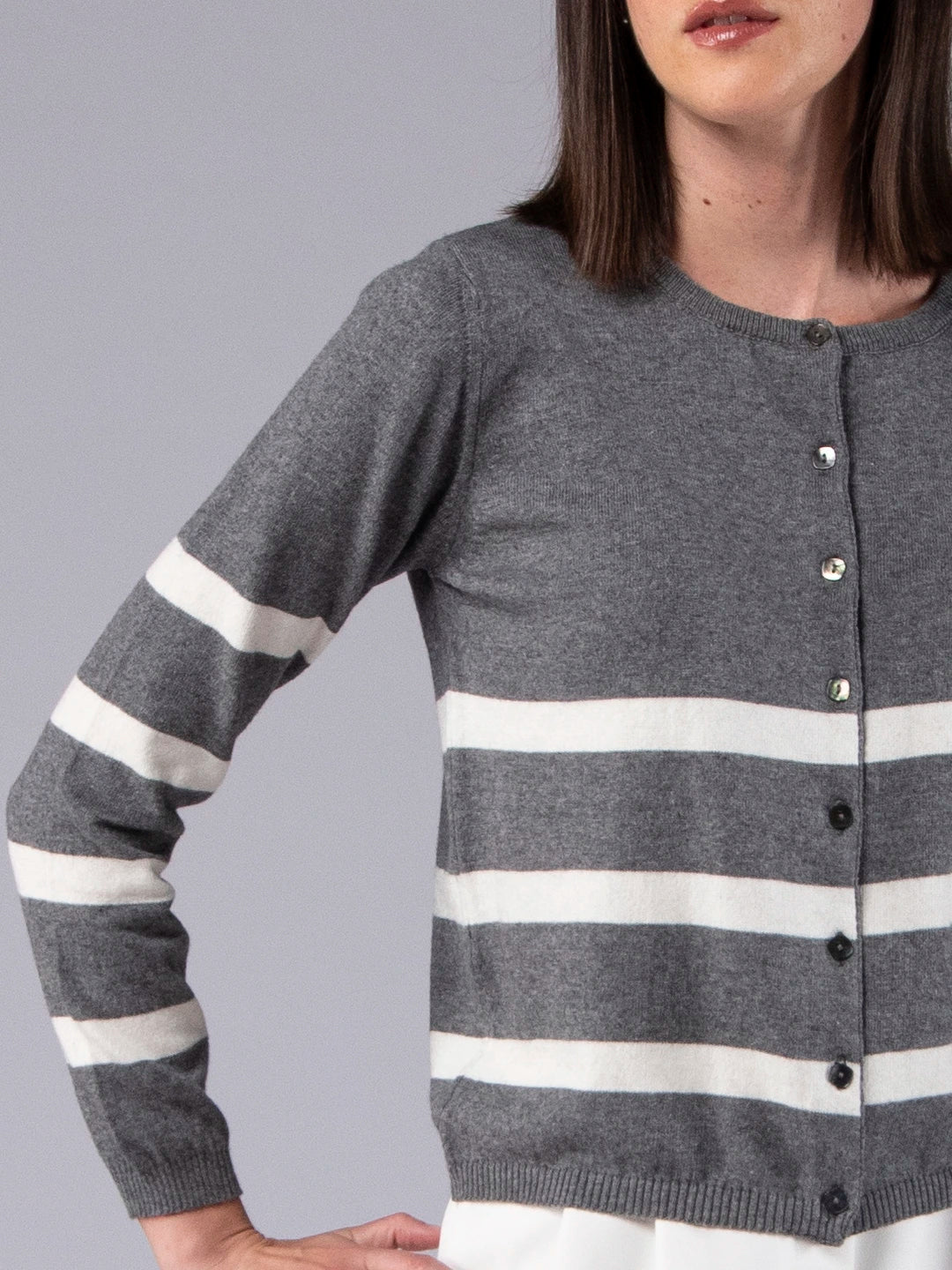 Chaqueta a rayas de lana merina y algodón orgánico
