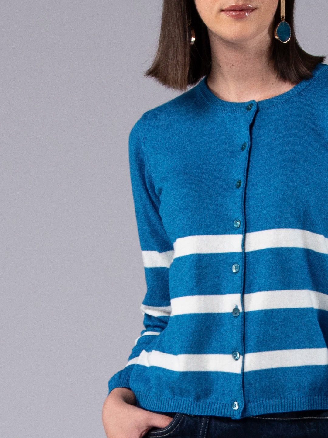 Chaqueta a rayas de lana merina y algodón orgánico
