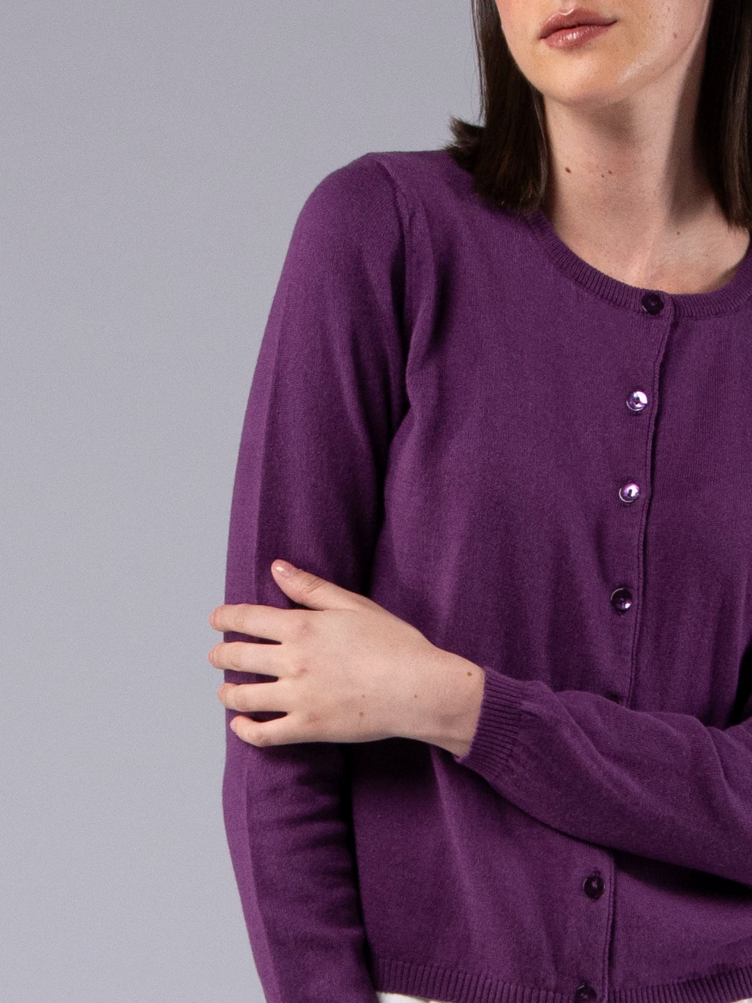 Chaqueta de cuello redondo de lana merina y algodón orgánico