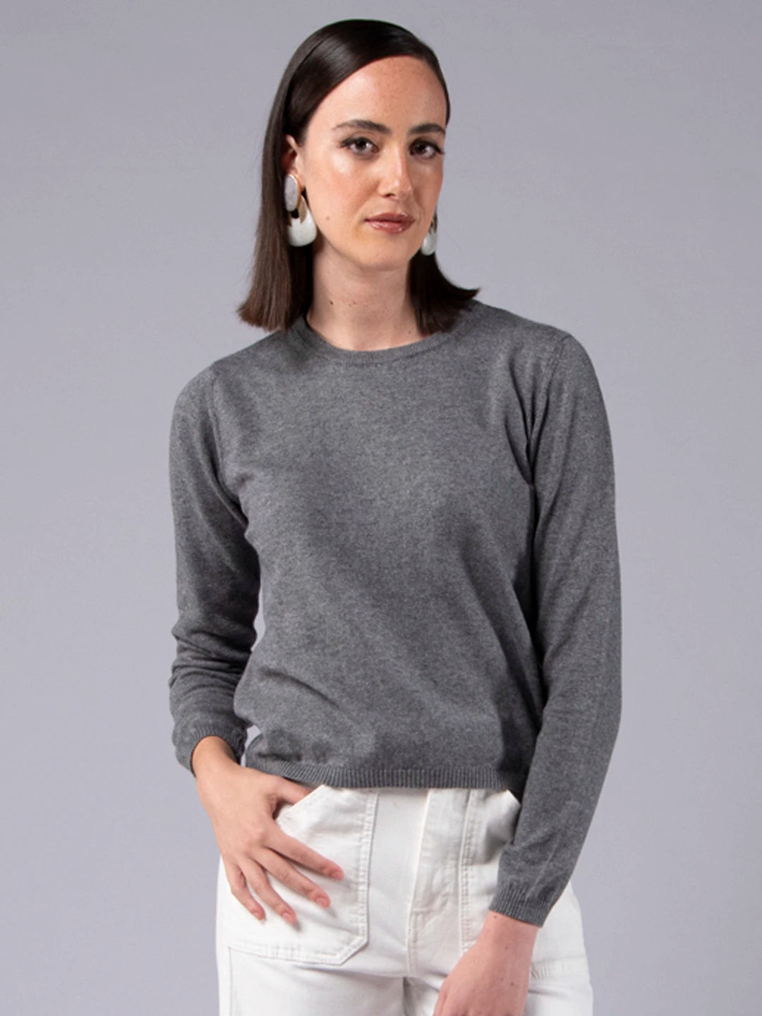 Camisola de Manga Comprida em Lã Merino e Algodão Orgânico