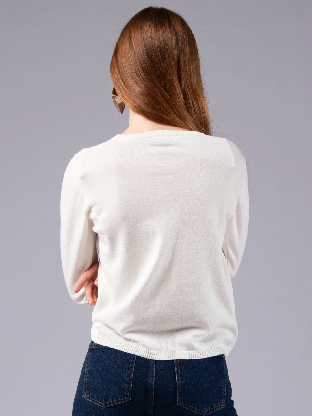 Chaqueta de cuello redondo de lana merina y algodón orgánico