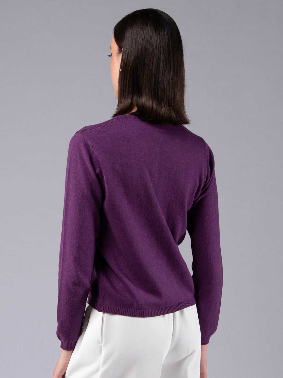 Chaqueta de cuello redondo de lana merina y algodón orgánico