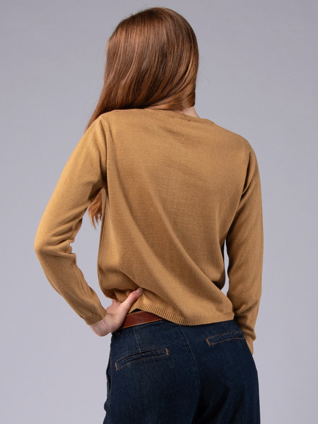 Chaqueta de cuello redondo de lana merina y algodón orgánico