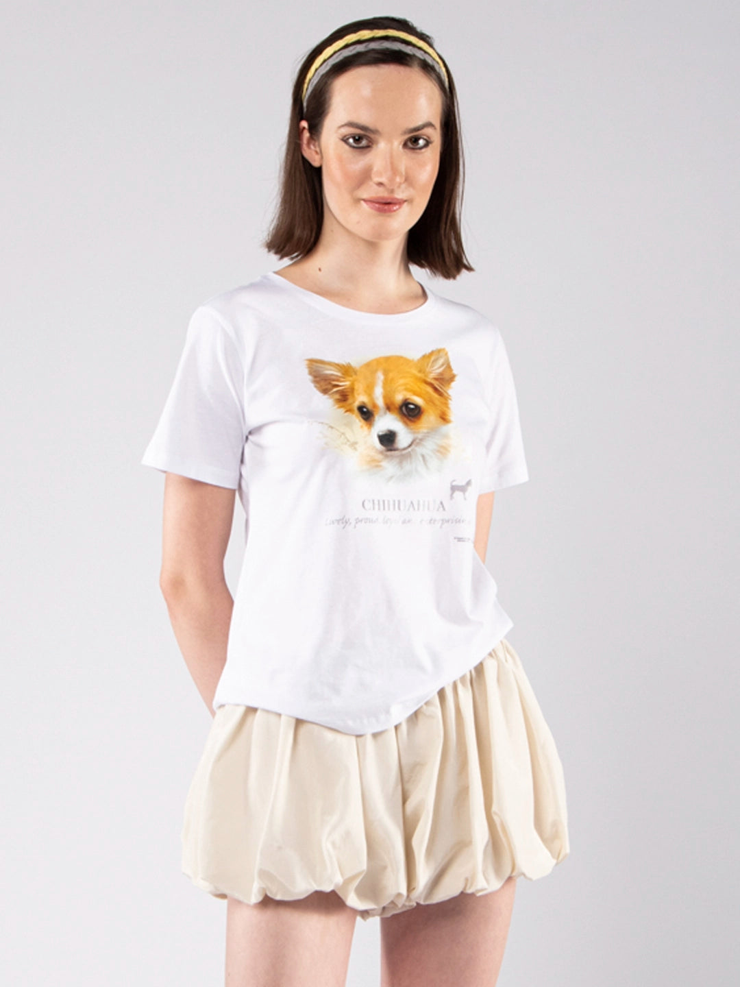 Camisetas Achega - Camiseta femenina 100 % algodón con un chihuahua.