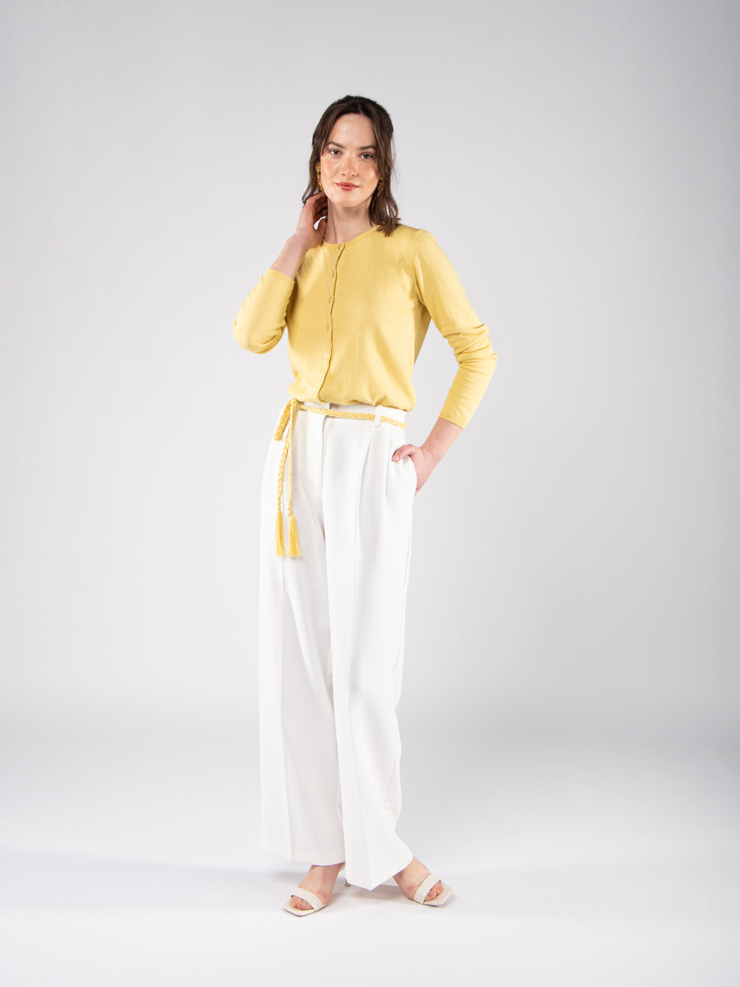 Achega Knitwear Chaquetas - Chaqueta rosa de mujer en algodón orgánico con escote redondo y botones