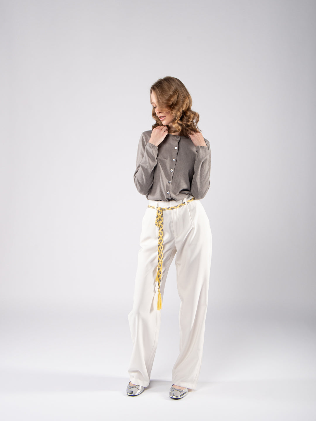 Achega Knitwear - Cardigan silver-gray Cardigan in organic cotton with a round neckline and buttons