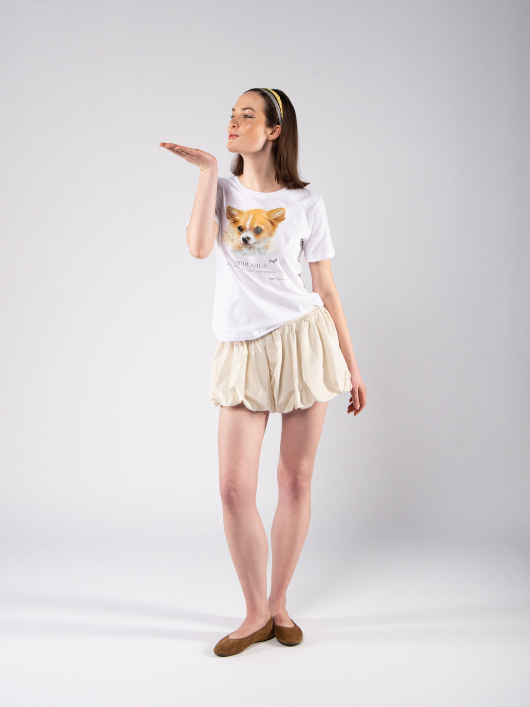 Camisetas Achega - Camiseta de algodón 100 % para mujer con un chihuahua.