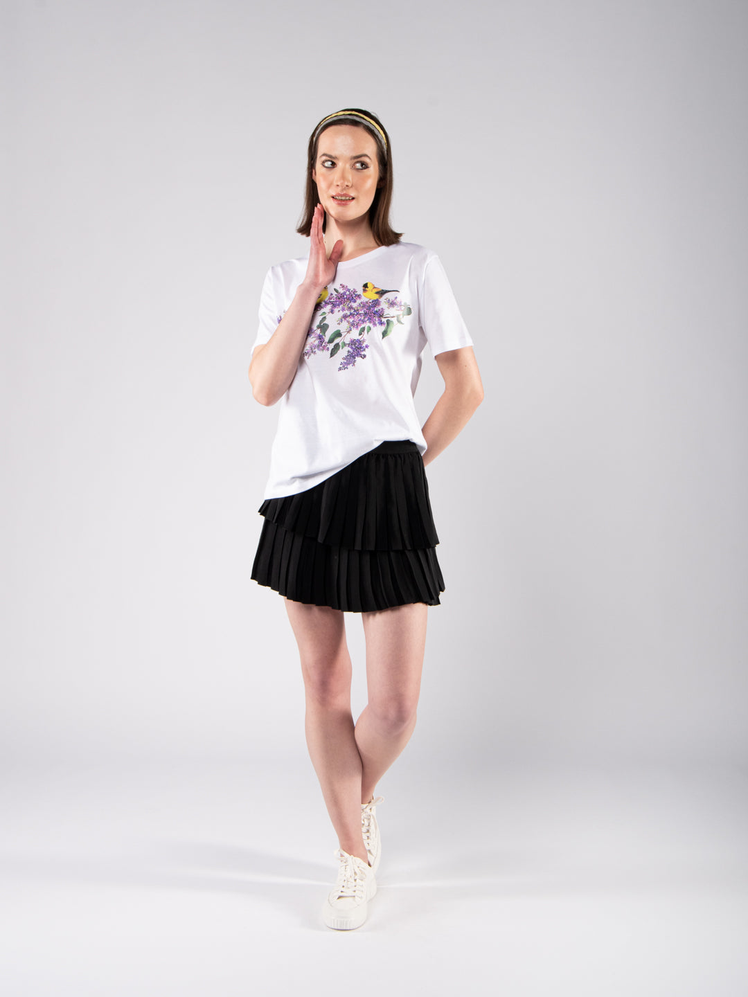 Camisetas Achega - Camiseta femenina 100 % algodón con estampado floral.