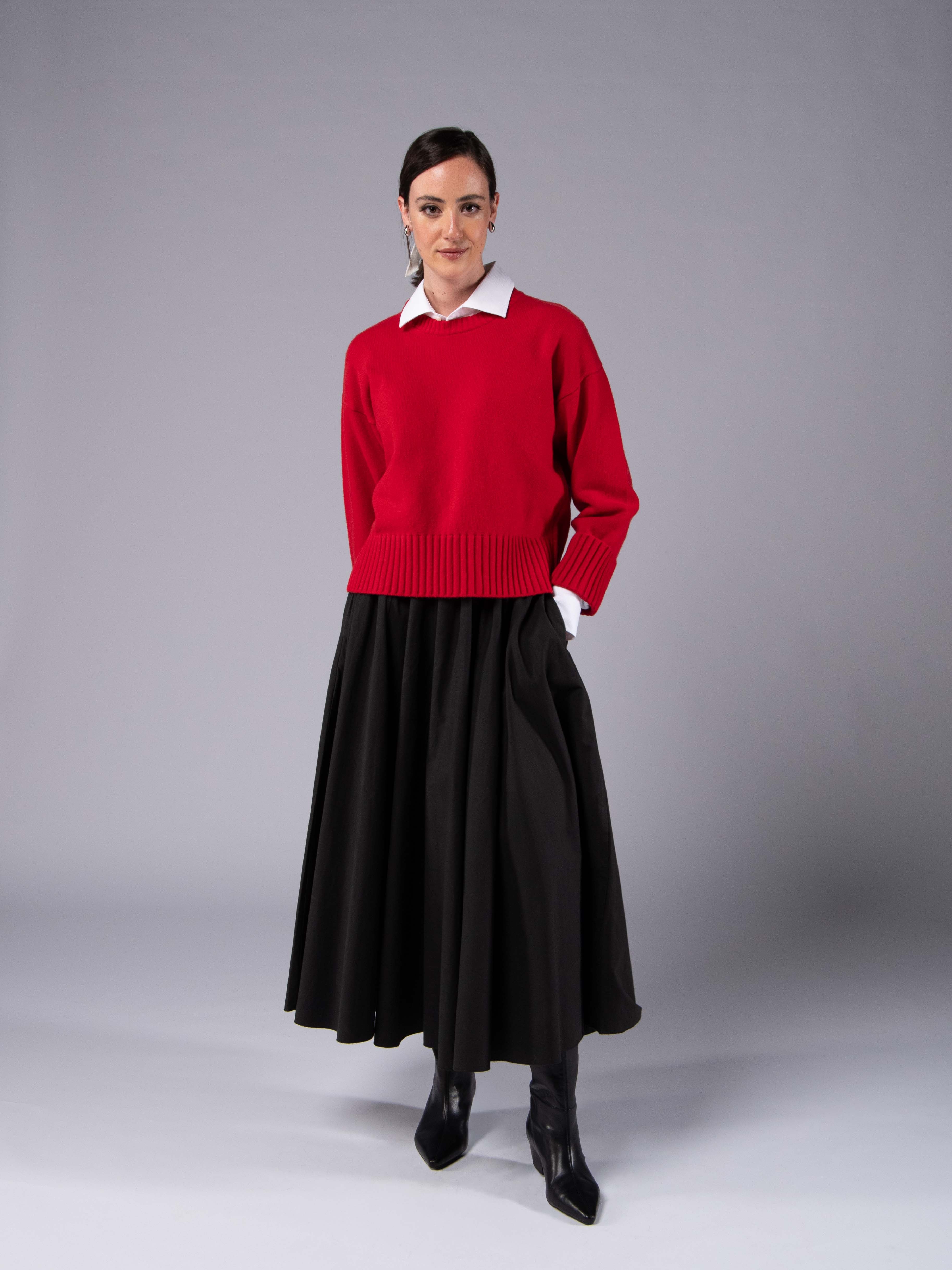 Chunky sweater in Lambswool - Red