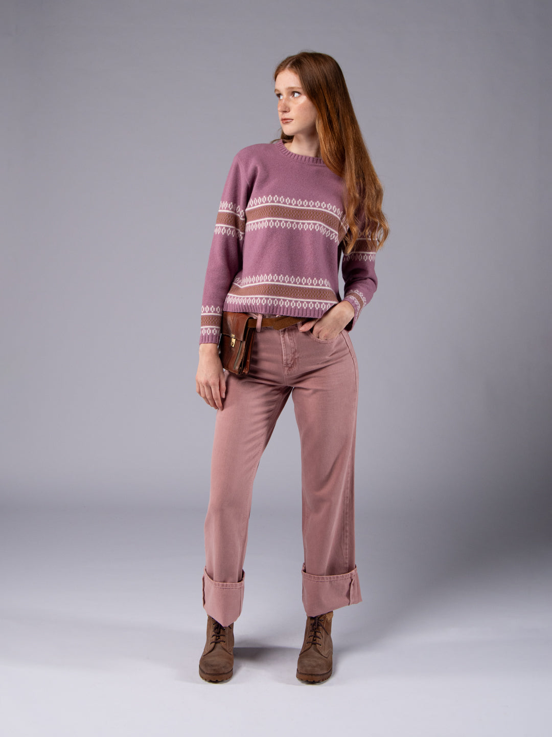 Camisola de Malha Jacquard Étnico - Alfazema