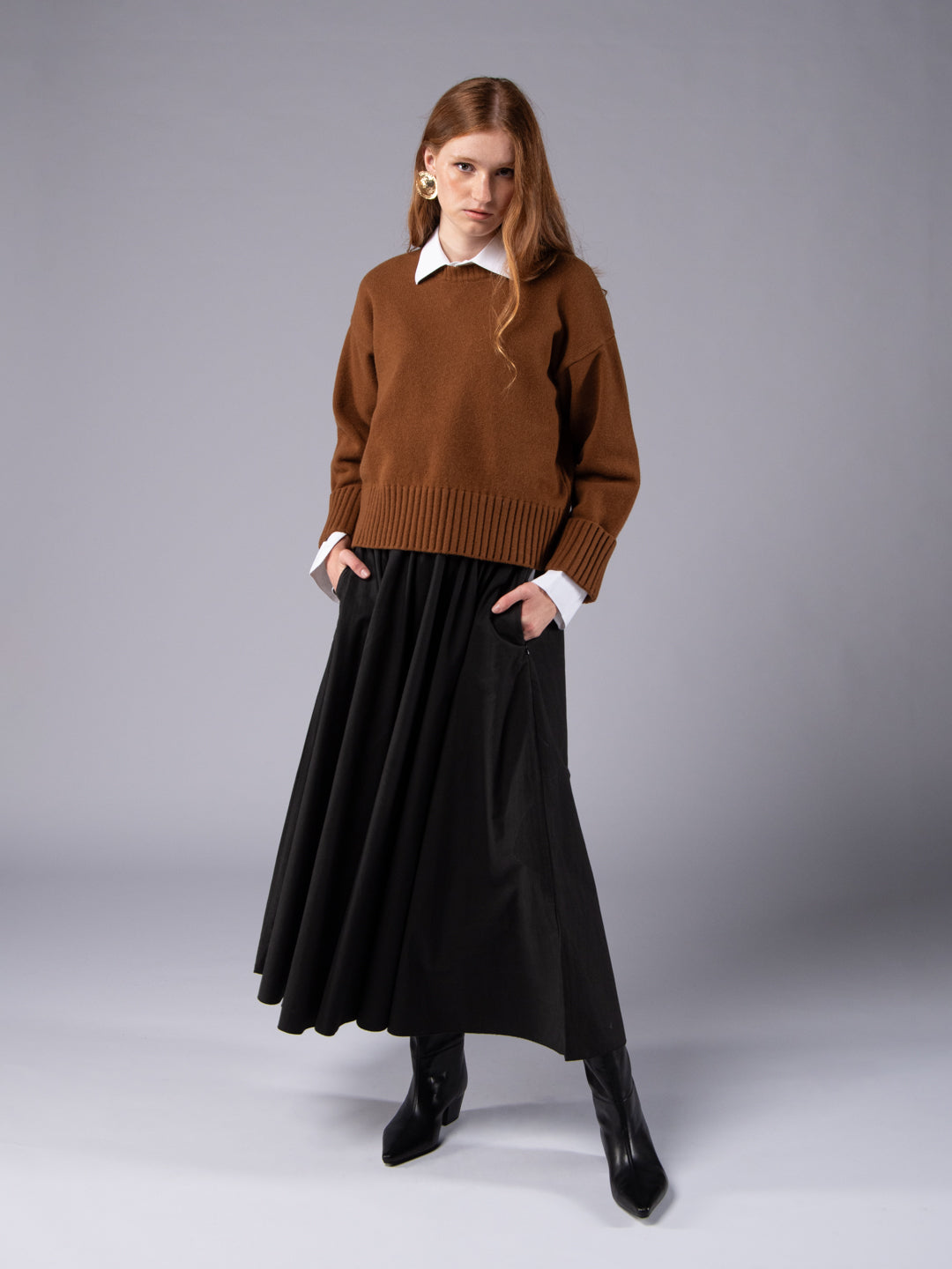 Chunky sweater in Lambswool - Cigar